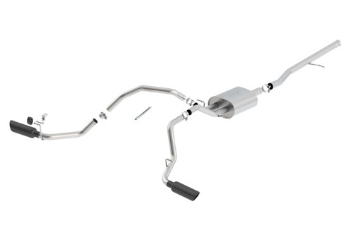 Borla Catback Exhaust System - Touring - Black Chrome Tips (2014 - 2019 Silverado 1500 / 2014-2019 Sierra 1500) 140544BC