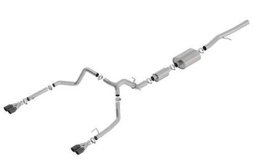 Borla Catback Exhaust System - S-Type - Black Chrome Tips (2019 - 2023 Silverado 1500 6.2L V8 / 2019 - 2023 Sierra 1500 6.2L V8) 140774BC