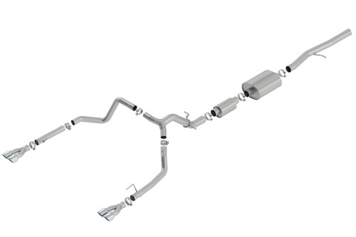 Borla Catback Exhaust System - S-Type - Quad Square Tips (2019 - 2023 Silverado 1500 6.2L V8 / 2019 - 2023 Sierra 1500 6.2L V8) 140783