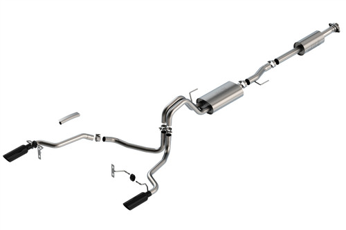 Borla Cat-Back Exhaust System - Touring - Black Tips (2021 - 2026 F150 2.7L / 3.5L) 140862BC