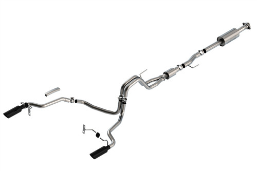 Borla Cat-Back Exhaust System - S-Type - Single Split Rear Exit - Black Tips (2021 - 2026 F150 5.0L) 140866BC