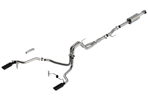 Borla Cat-Back Exhaust System - ATAK - Single Split Rear Exit - Black Tips (2021 - 2026 F150 5.0L) 140867BC