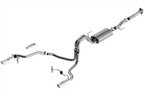 Borla Cat-Back Exhaust System - S-Type - Single Split Rear Exit - Polished Tips (2021 - 2026 F150 5.0L - Reg Cab) 140868
