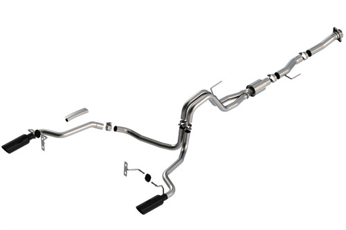 Borla Cat-Back Exhaust System - ATAK - Single Split Rear Exit - Black Tips (2021 - 2026 F150 5.0L - Reg Cab) 140869BC