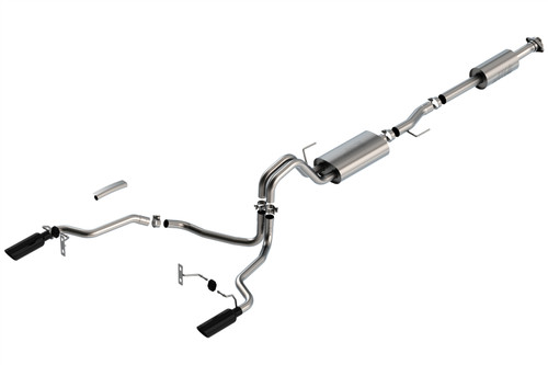 Borla Cat-Back Exhaust System - S-Type - Single Split Rear Exit - Black Tips (2021 - 2023 F150 3.3L) 140878BC