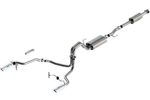 Borla Cat-Back Exhaust System - ATAK - Single Split Rear Exit - Polished Tips (2021 - 2023 F150 3.3L) 140879