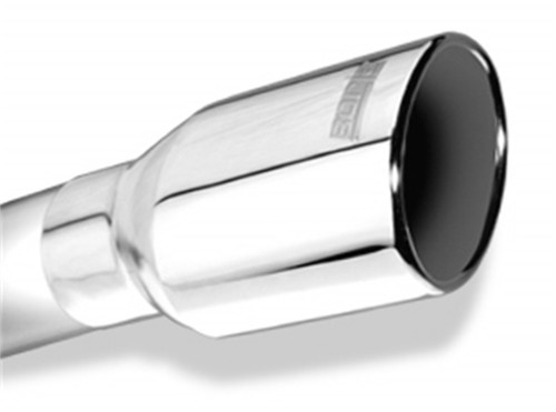 Borla Universal Polished Tip - Single Round Rolled Angle Cut w/Clamp (Inlet 2 1/4" / Outlet 3" x 2 1/4") 20154