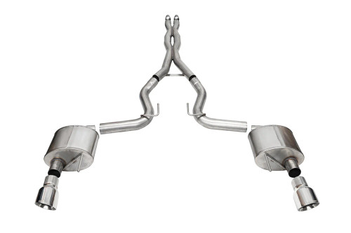 Corsa 3" Catback Exhaust - Xtreme - 4.5" Pro Series Slash Tips - Polished (2024 - 2026 Mustang Coupe - Non-Active) 21250