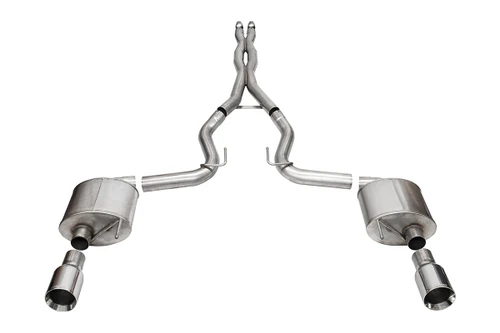 Corsa 3.0" Cat-Back Exhaust - Sport - 4.5" Straight Cut Tips - Polished (2024 - 2026 Mustang GT Coupe Non Active) 21255