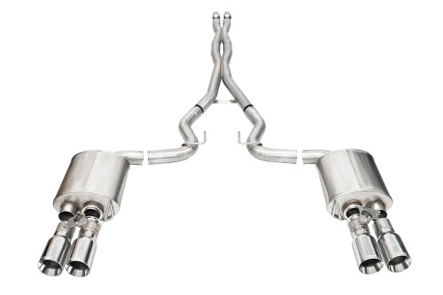Corsa 3.0" Cat-Back Exhaust - Xtreme Valved - 4" Polished Straight Tips (2024 - 2026 Mustang GT Coupe) 21260
