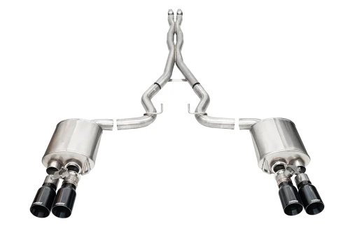 Corsa 3.0" Cat-Back Exhaust - Xtreme Valved - 4" Black Straight Tips (2024 - 2026 Mustang GT Coupe) 21260BLK