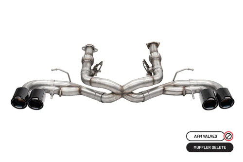 Corsa 3" Cat Back Exhaust - Valve Delete - 4.5" Carbon Fiber Tips - Black (2020 - 2026 Corvette C8 - No Factory NPP) 21104CFBLK-1