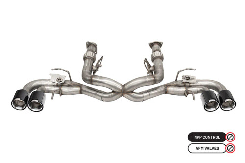 Corsa 3" Cat-Back Exhaust - Valve & Muffler Delete - 4.5" Carbon Fiber Tips - Polished (2020 - 2026 Corvette C8 - NPP) 21105CF-1