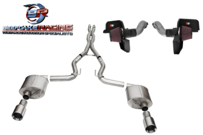 BCR Peformance Combo Corsa 3.0" Dual Rear Exit Sport Cat-Back Exhaust 4.5" Straight Cut Tips & K&N Air Intake (2024 Mustang GT Coupe Non Active)