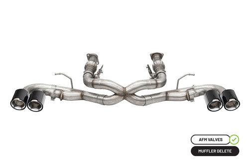 Corsa 3" Cat-Back Exhaust - AFM Valve - 4.5" Carbon Fiber Tips - Polished (2020 - 2026 Corvette C8 - No NPP) 21102CF