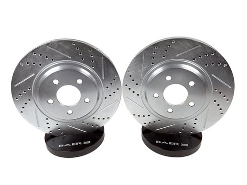 Baer Slotted Drilled Zinc-Plated Sport Front Rotor Pair (2005 - 2014 Mustang) 54134-020