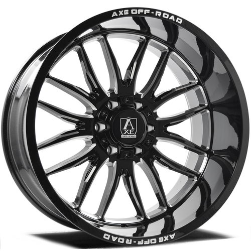 Axe Wheels 22x12 Hades Offroad Aluminum Wheel - 87.1 Bore - 5x139 BC - -44 Off Set - Gloss Black Milled Accents - 221210H-44HADBM-5139
