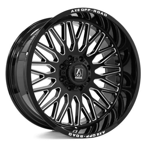 Axe Wheels 24x12 Kratos Offroad Aluminum Wheel - 125.2 Bore - 8x165 BC - -44 Off Set - Gloss Black Milled - 24128165-44KRABM