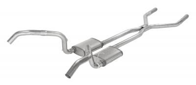 Pypes 2.5" Crossmember Back Exhaust System w/H-Bomb H-Pipe Quarter Panel Exit & Race Pro Mufflers (1967 - 1969 Chevrolet Camaro / 1967 - 1969 Pontiac Firebird) - SGF42R