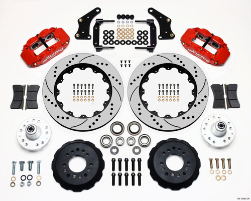 Wilwood Forged Narrow Superlite 6R Big Brake Hub Kit w/ Drilled Rotors - Front - Red (1958 - 1970 B-Body) - 140-10284-DR