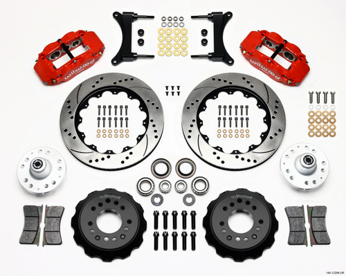 Wilwood Forged Narrow Superlite 6R Big Brake Front Hub Kit w/ Drilled & Slotted Rotors - Red (1979 - 1987 G Body) - 140-12299-DR
