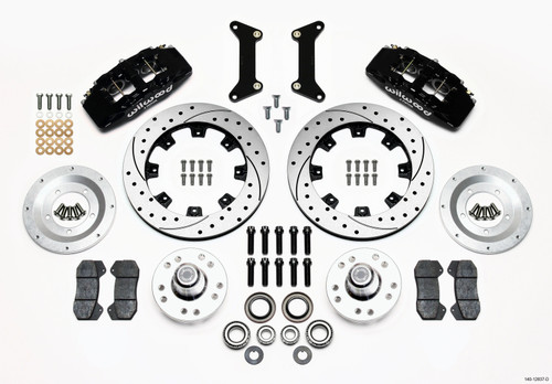 Wilwood Dynapro 6 Big Brake Front Hub Kit w/ Drilled & Slotted Rotors - Black (1979 - 1987 G Body) - 140-12837-D