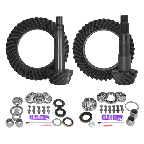 Yukon Gear Ring & Pinion Gear Kit Package - Front & Rear w/Install Kits - 8.2"/8"IFS Diff w/Factory Locker/4.56 Ratio (2010 - 202 4Runner 4WD / 2010 - 2014 FJ Cruiser 4WD) - YGKT008-456LOC-4