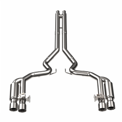 Kooks 3" Active Shotgun Style Catback Exhaust H-Pipe w/ Polished Tips (2018 - 2026 Mustang GT w/ Quad Tips) 11514500