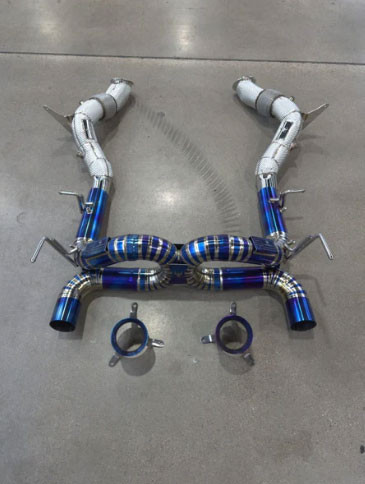 Phoenyx Design Titanium Exhaust System - Burnt Titanium Tips (2020 - 2024 Ferrari F8 Tributo)