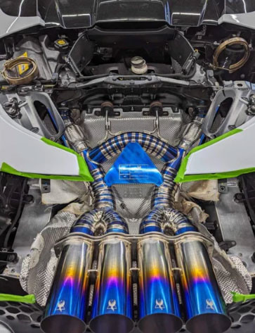 Phoenyx Design Titanium Exhaust System - 2x2 Gloss Carbon Fiber Tips (2021 - 2023 McLaren 765LT)