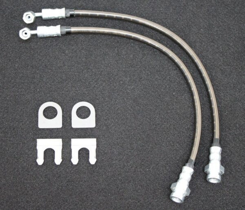 TRZ stainless braided 45 degree front brake lines with hardware