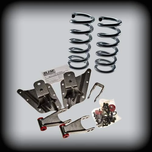 DJM Suspension Rear Leaf Spring Hanger & Shackle Kit w/ Shocks - 2" Front & 4" Rear (2002 - 2006 Silverado / Sierra - Long Bed Only) DJMEH2504-2/4S