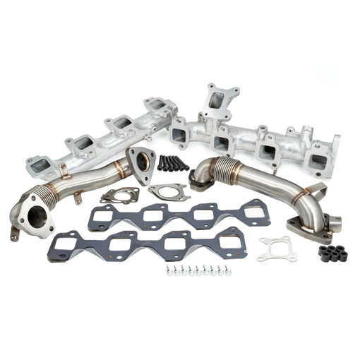 PPE Power High-Flow Exhaust Manifold and Up-Pipe Kit Silver Ceramic Coating (2017 - 2026 GM 6.6L Duramax) 116112535