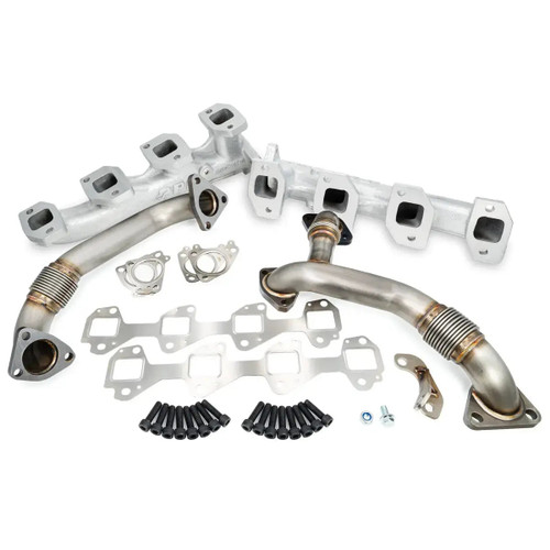 PPE Power High-Flow Exhaust Manifold and Up-Pipe Kit Silver Ceramic Coating (2006 - 2007 GM 6.6L Duramax) 116111635
