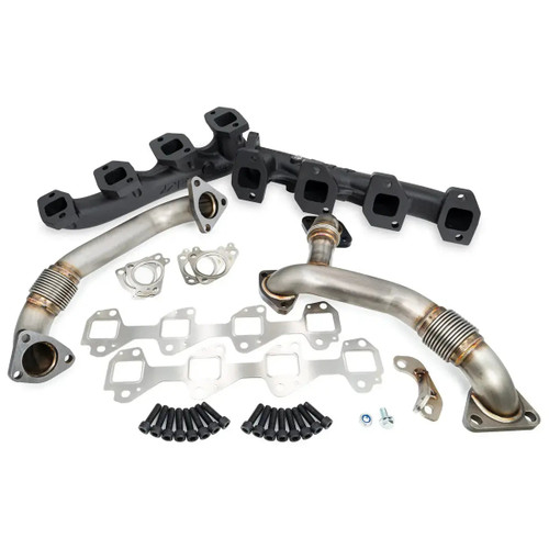 PPE Power High-Flow Exhaust Manifold and Up-Pipe Kit Black Ceramic Coating (2006 - 2007 GM 6.6L Duramax) 116111620