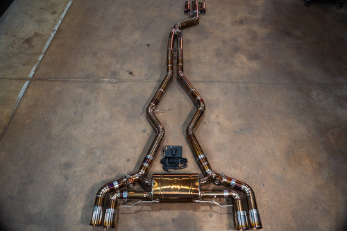 Valvetronic Valved Sport Exhaust System - Titanium - 4 Raw Titanium Tips - 4.0 Outlet (2019 - 2026 BMW M340i G20 / M440i G22) BMW.G20.M340i.VSES.TI.TIBRT