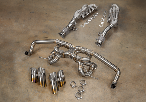 Valvetronic True F1 Non-Valved Sport Exhaust System w/ Free Flow Race Headers - Stainless Steel (2015 - 2020 Lamborghini Huracan LP-580 / LP-610) LAM.HUR.F1.FFH.1.BR