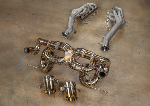 Valvetronic True F1 Non-Valved Catback Exhaust System w/ Race Free Flow Headers - Titanium (2021 - 2025 Huracan STO / EVO / Performante / Tecnica) LAM.STO.F1.FFH.2.TI