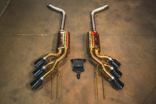 Valvetronic Valved Sport Exhaust System w/ Free Flow Race Front Pipes - Anodized Gold Stainless Steel (2005 - 2018 Mercedes G500 / G550 / G63) MER.W463.G63.VSES.FF.AG