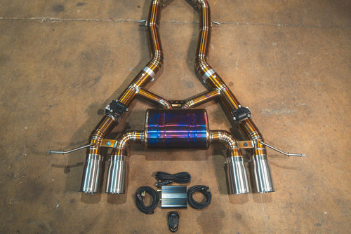 Valvetronic Valved Sport Axle-Back Exhaust System - Titanium - Brushed Steel Tips - 3.5 Outlet (2022 - 2025 BMW G87 M2) BMW.G87.M2.AXL.TI.BRSH