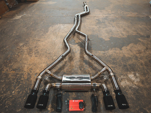Valvetronic Valved Sport Exhaust System - Stainless Steel - 4 Black Tips - 3.5 Outlet (2016 - 2018 BMW F87 M2 - N55 Engine) BMW.F87.M2.VSES.BR.BLK
