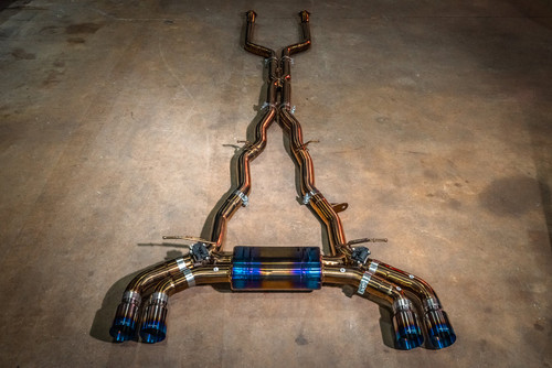 Valvetronic Valved Sport Exhaust System - Titanium - 4 Raw Titanium Burnt Tips - 4.0 Outlet (2025 - 2026 BMW G90 M5) BMW.G90.M5.VSES.TI.TIBRT
