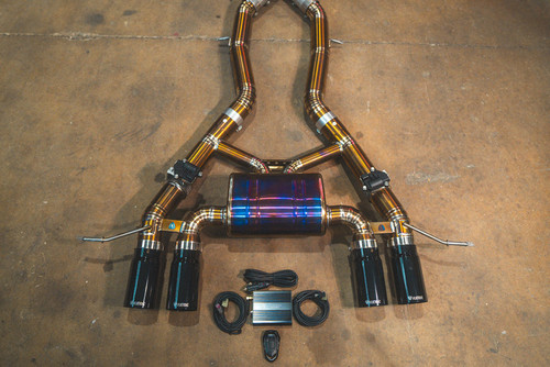 Valvetronic Valved Sport Exhaust System - Titanium - 4 Black Tips - 3.5 Outlet (2020 - 2025 BMW G80 M3 / G82 M4) BMW.G8X.M3.VSES.TI.BLK