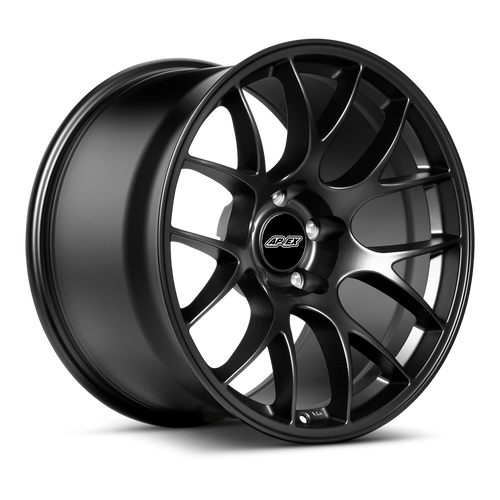 Apex EC-7 18x10 ET25 Satin Black flow-formed BMW wheel with 5x120 bolt pattern