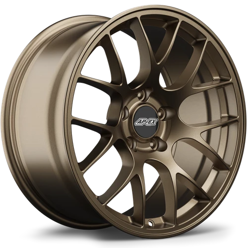Apex EC-7 18x11 Satin Bronze flow-formed wheel for Ford Mustang with 5x114.3 bolt pattern and ET52 offset