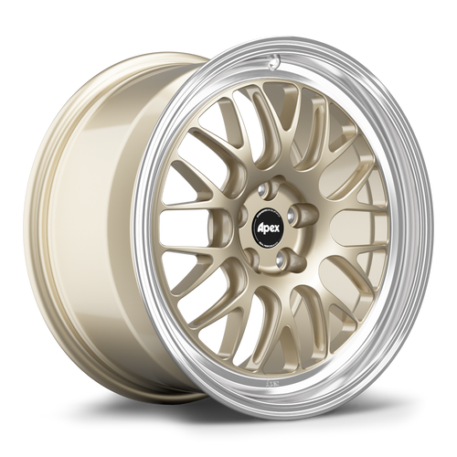 Apex ML-10RT 17x9 forged wheel in Gloss Motorsport Gold with machined lip for Honda 5x114.3 applications