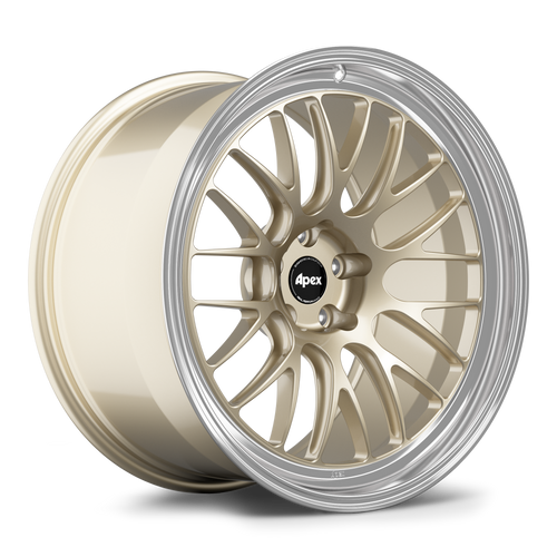 Apex ML-10RT 20x11 forged touring wheel in Gloss Motorsport Gold Machined Lip finish with 5x112 BP and ET18 for BMW applications