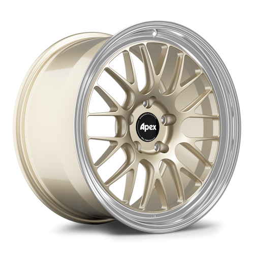 Apex ML-10RT 20x11 forged touring wheel in Gloss Motorsport Gold Machined Lip finish with 5x130 BP and ET50 for Porsche applications