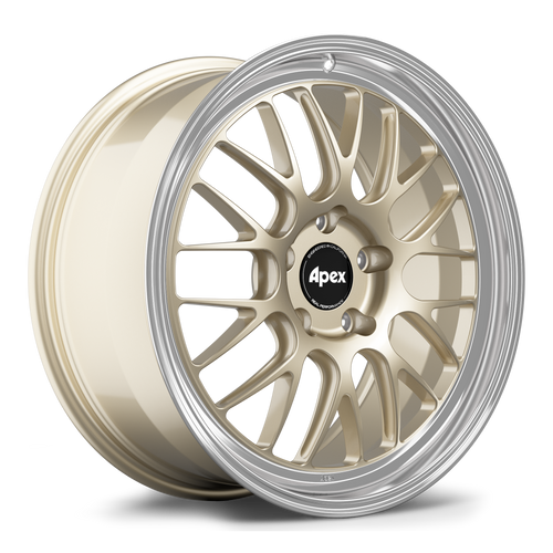 Apex ML-10RT 20x9 forged touring wheel in Gloss Motorsport Gold Machined Lip finish with 5x130 BP and ET50 for Porsche applications