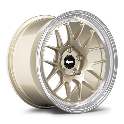 Apex ML-7RT 18x10 forged BMW wheel in Gloss Motorsport Gold Machined Lip with 5x120 BP and ET25 offset
